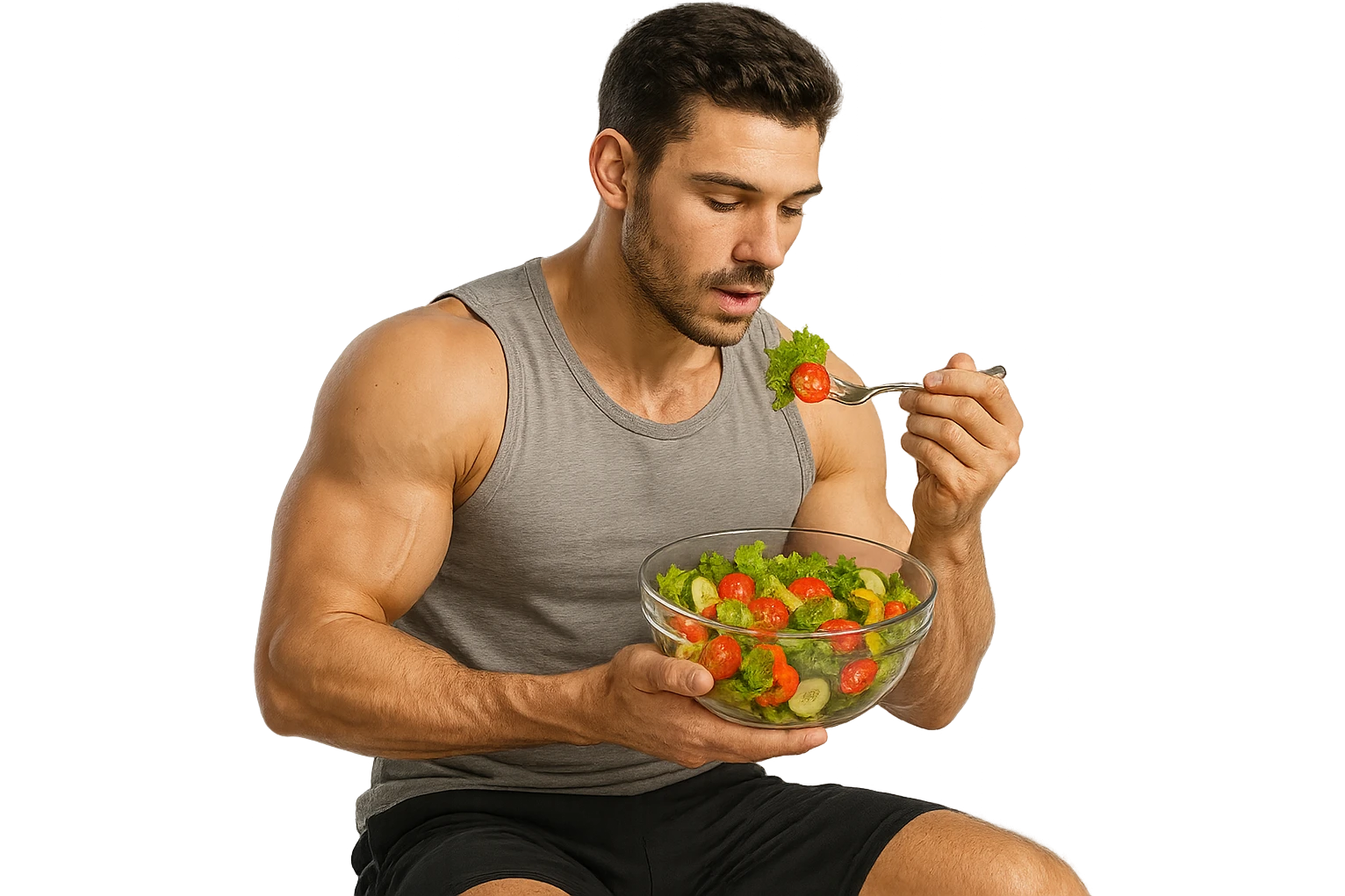 UOMO FITNESS CHE MANGIA INSALATA emoji