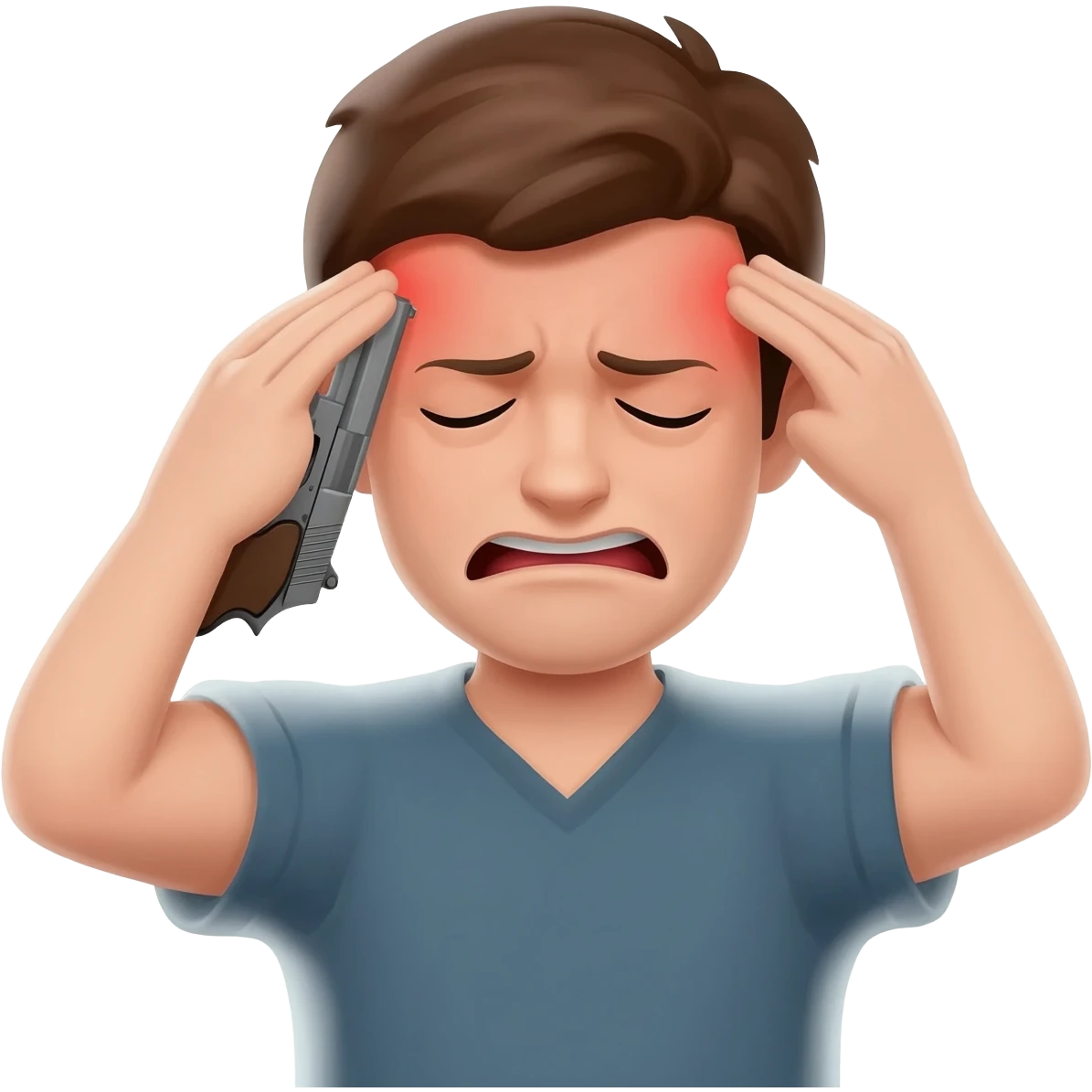putting gun to my temple in frustration + having a giant headache emoji