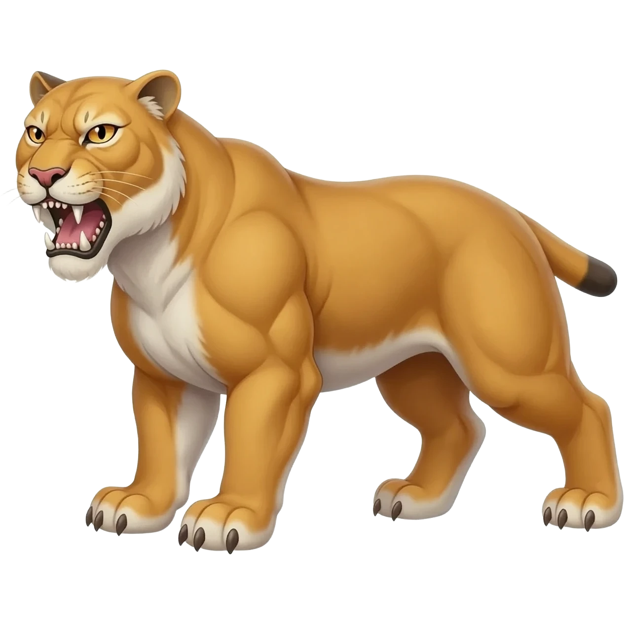 a saber-toothed cat with a short tail, google style emoji