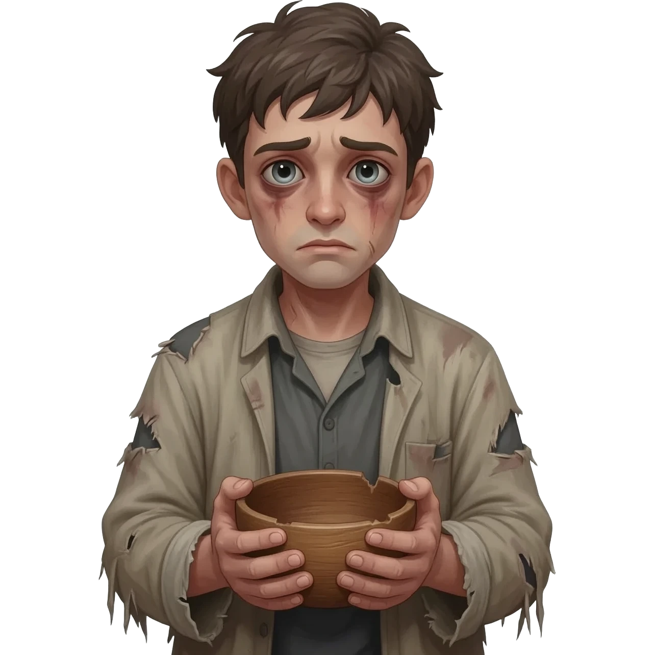 парень грустный без денег бендый в рваной одежде растроенный ,  времена древнего иерумалима  emoji