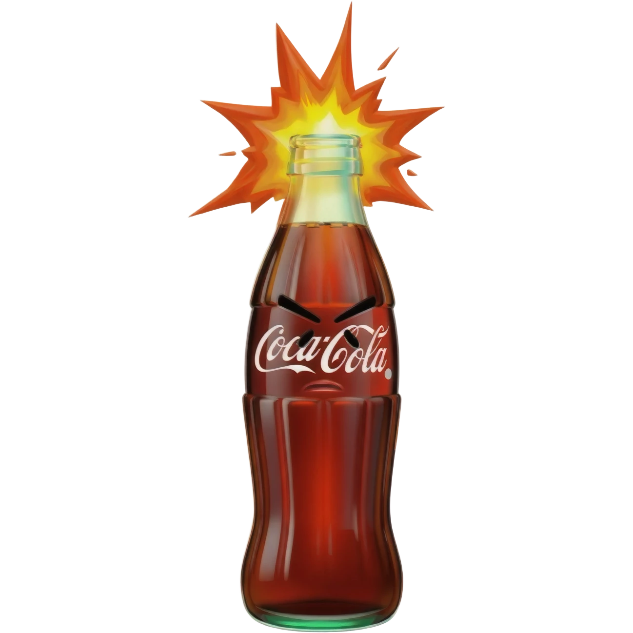 grumpy Coca-cola emoji with exploding head emoji