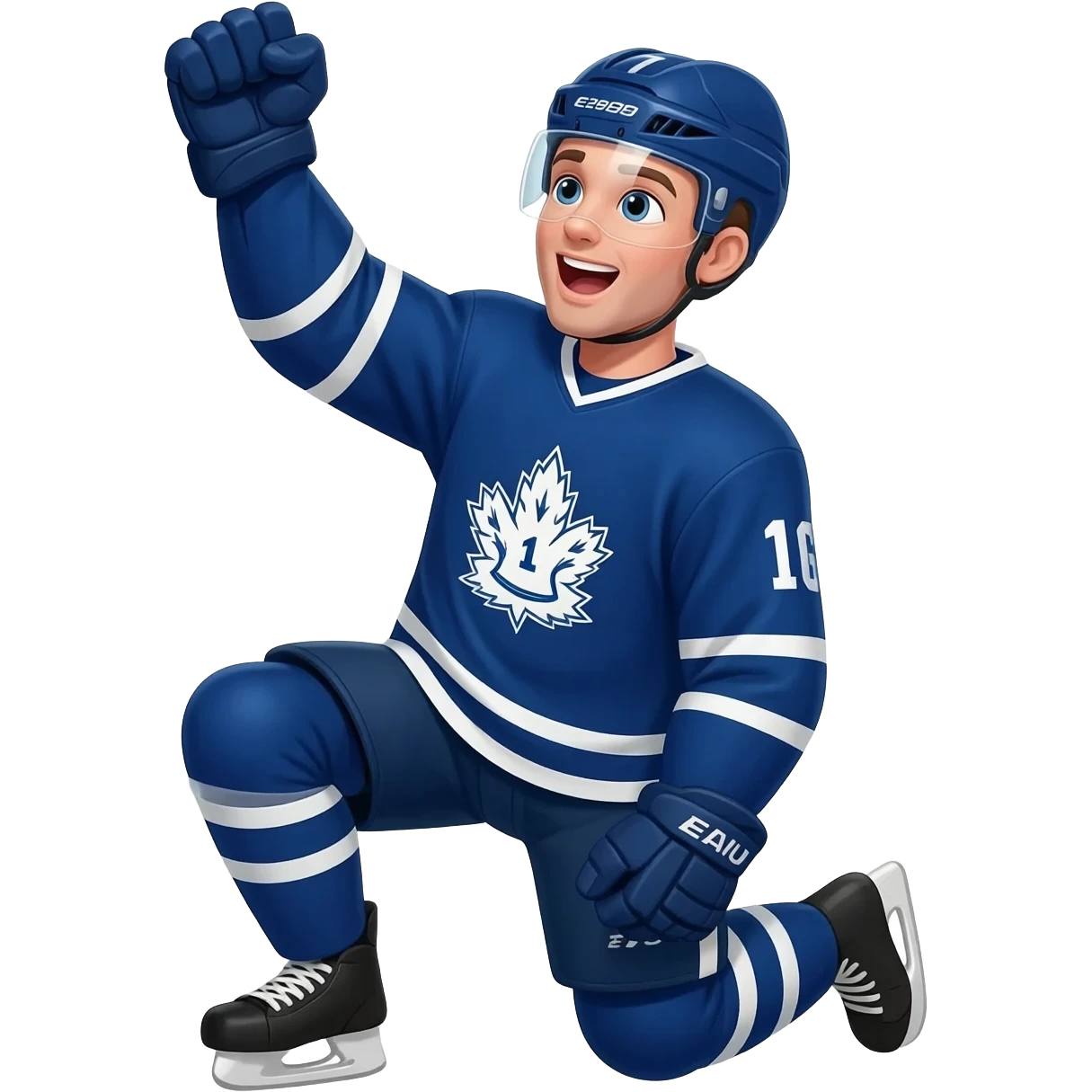 Canucks Celebrating a goalsiding on one knee with a fist pump emoji