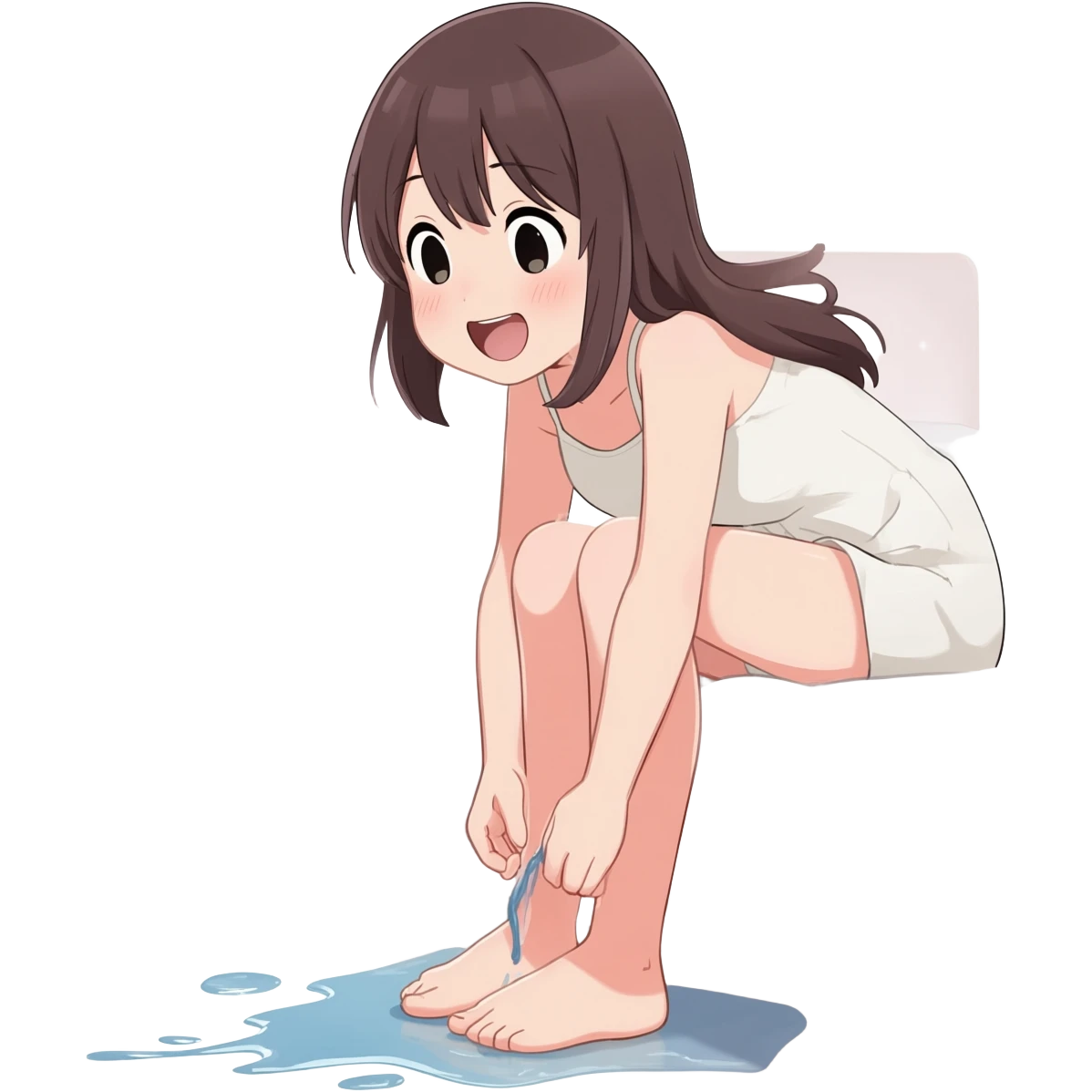 Anime girl  giggling and peeing emoji