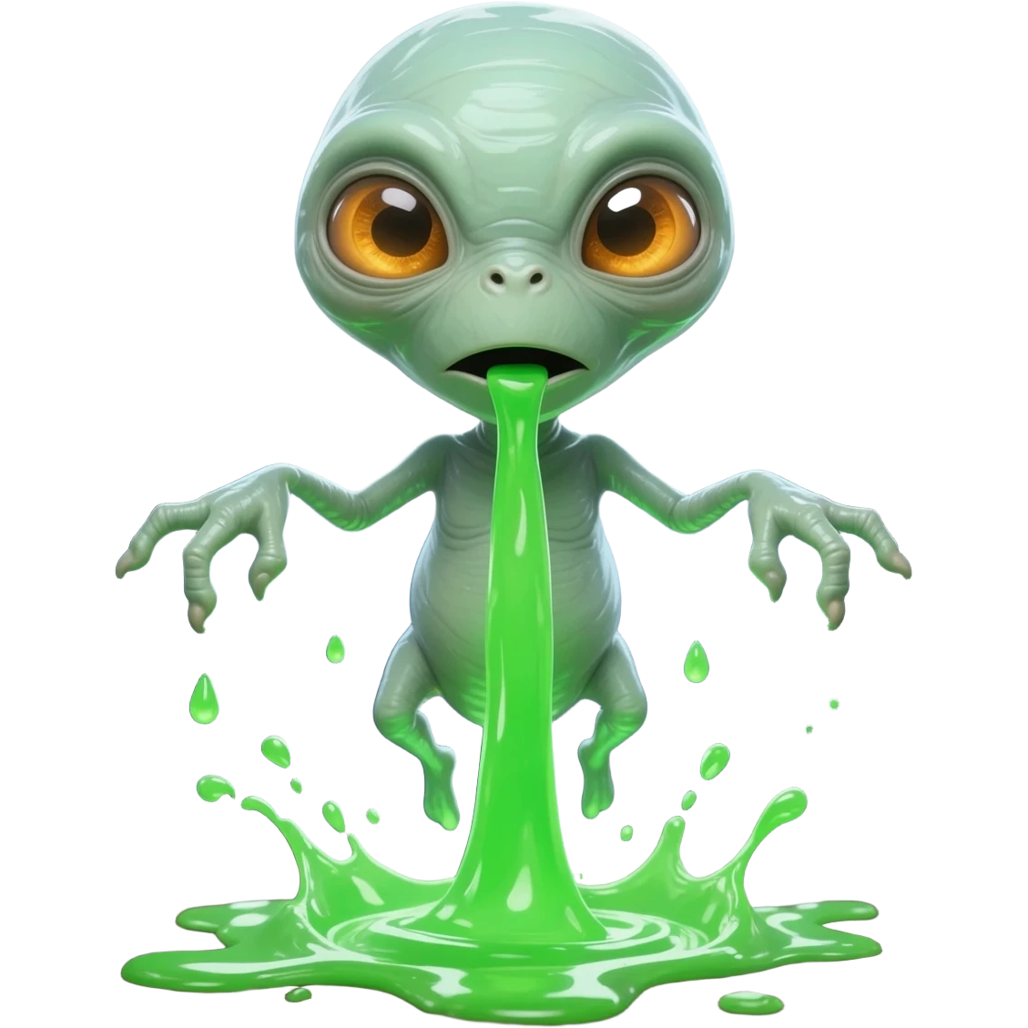 E.T. The Extra-Terrestrial from the movie puking green liquid emoji