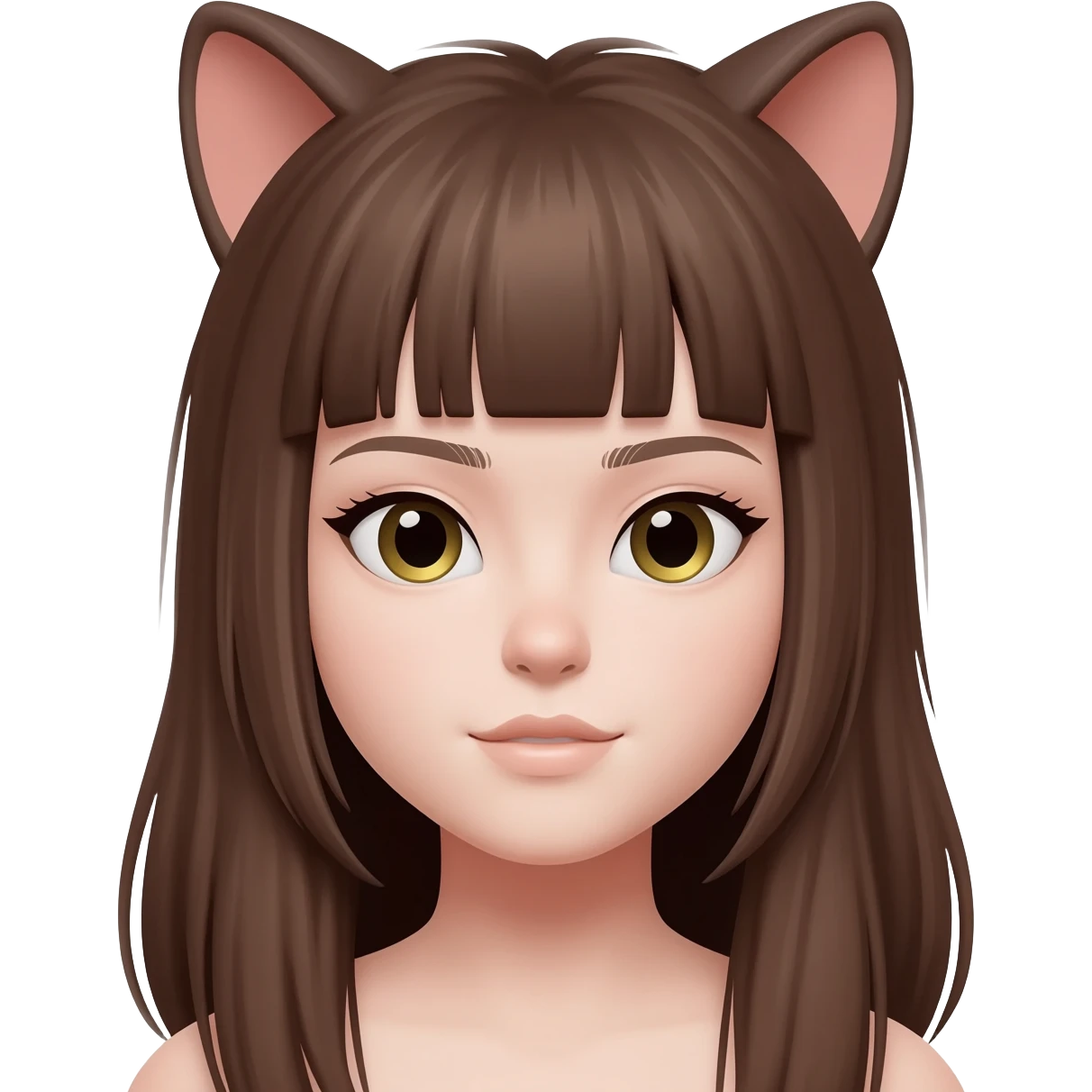 머리가 길고 앞머리가 있고 고양이 눈매 emoji