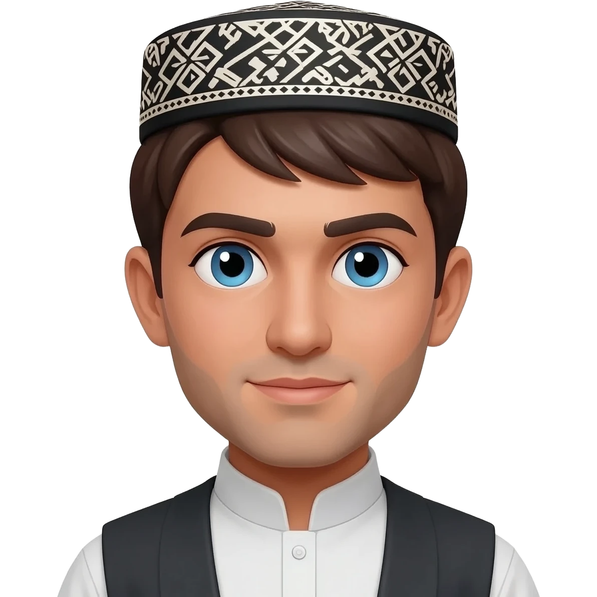 Pashtun emoji with the traditional hat and blue eyes emoji