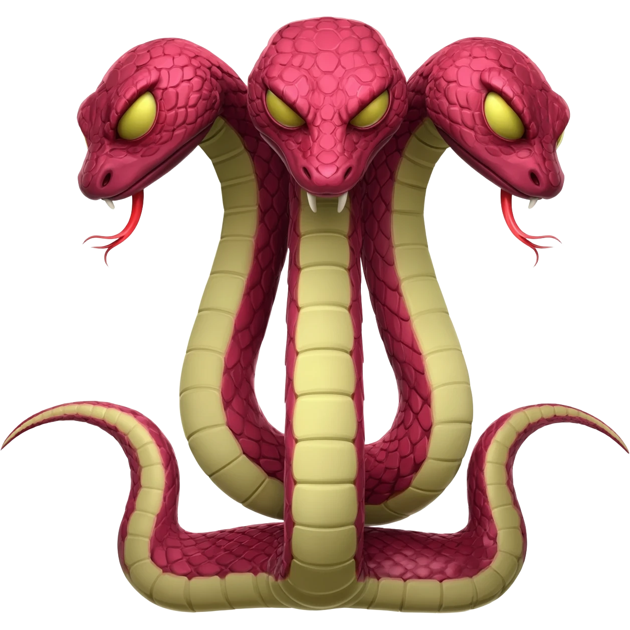 a snake with three scary heads saying hi to emails emoji