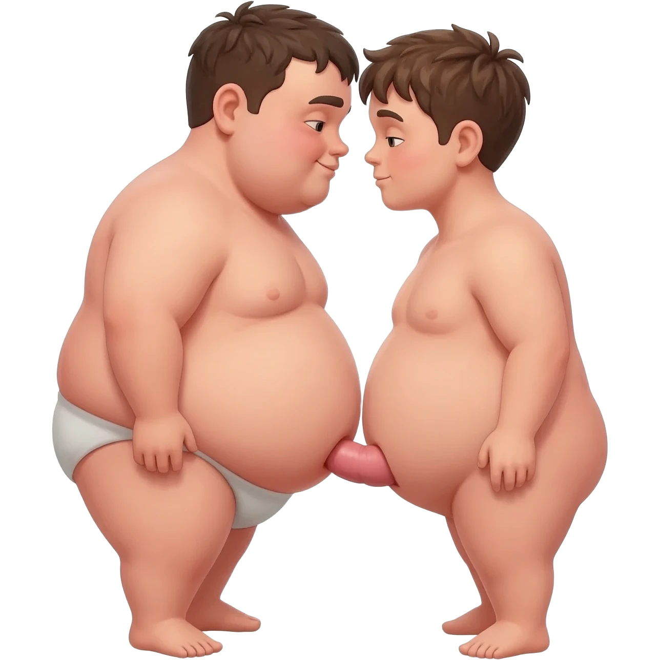 two naked obese boys having penis sex emoji