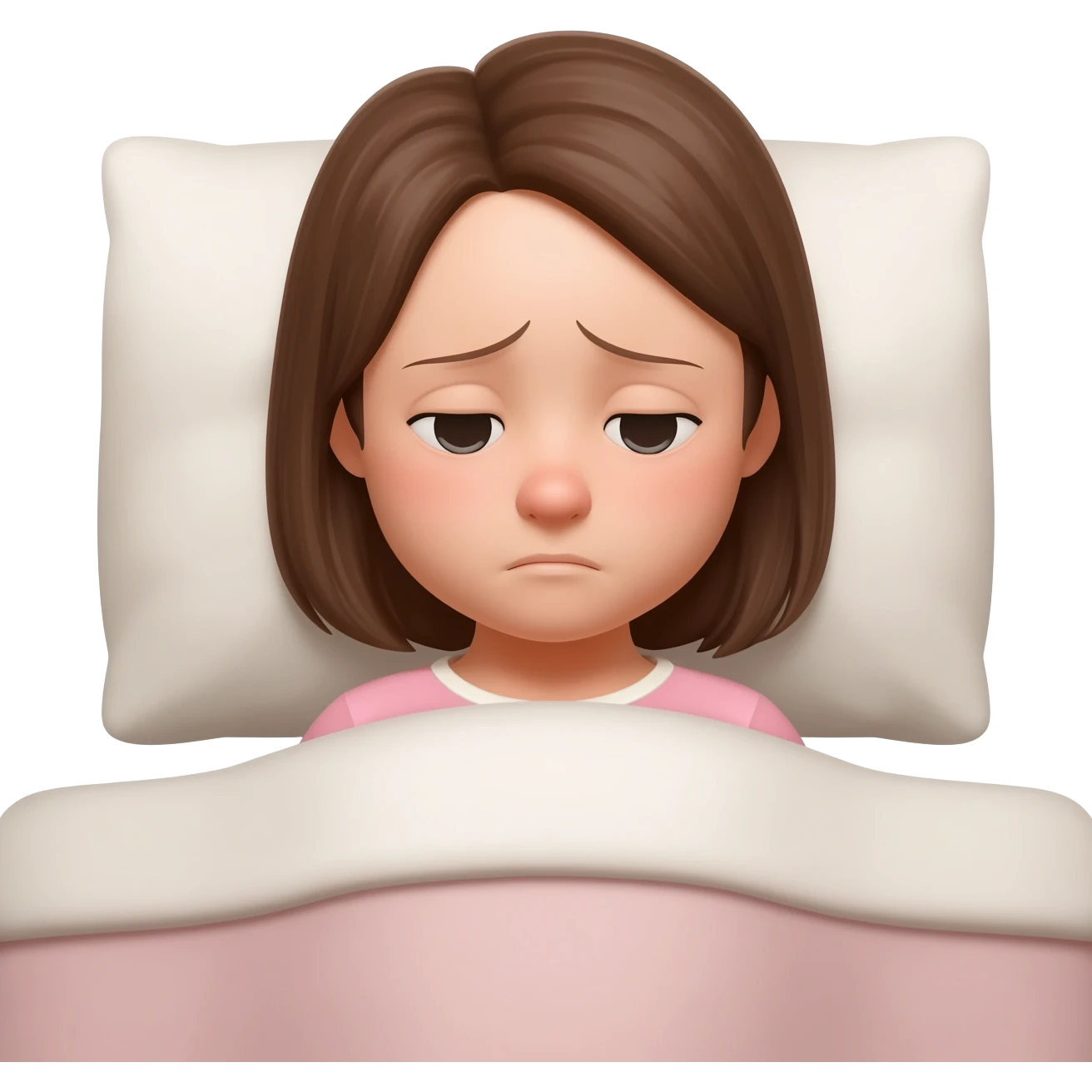 girl with tired eyes but resting and in bed emoji