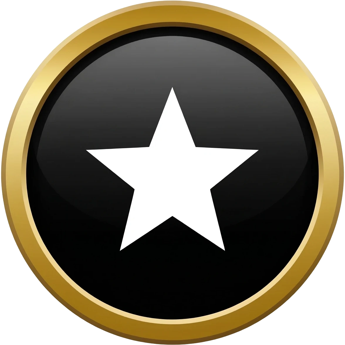 Black color circle with gold color border and inside white start symbol emoji generate? Emoji not image emoji