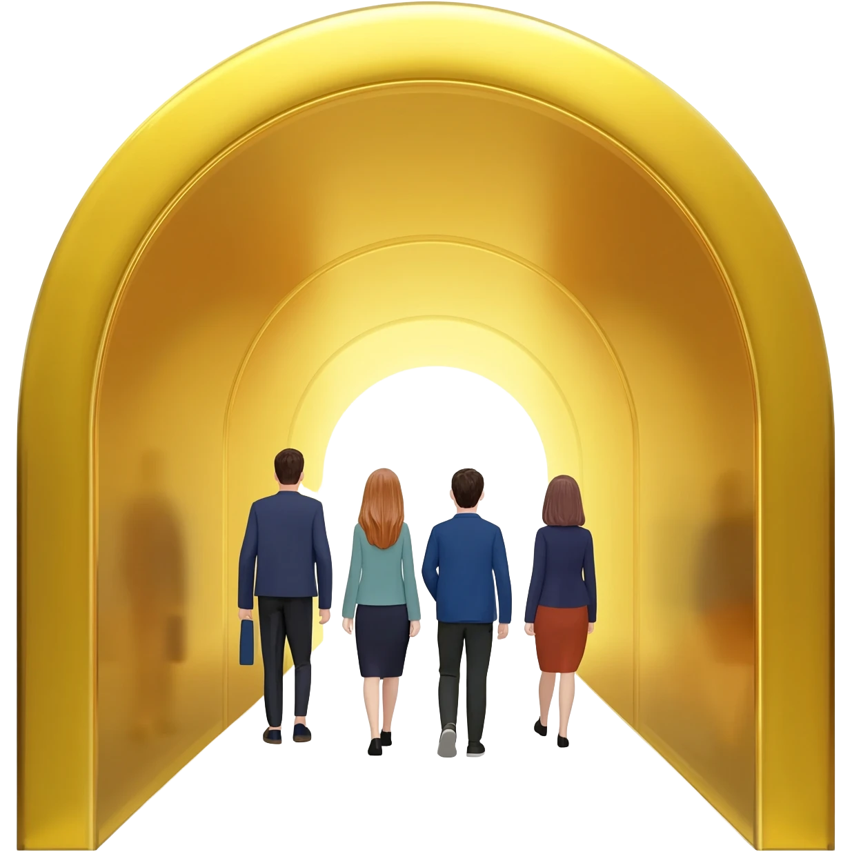 customers walked through an arched golden tunnel to get inside emoji