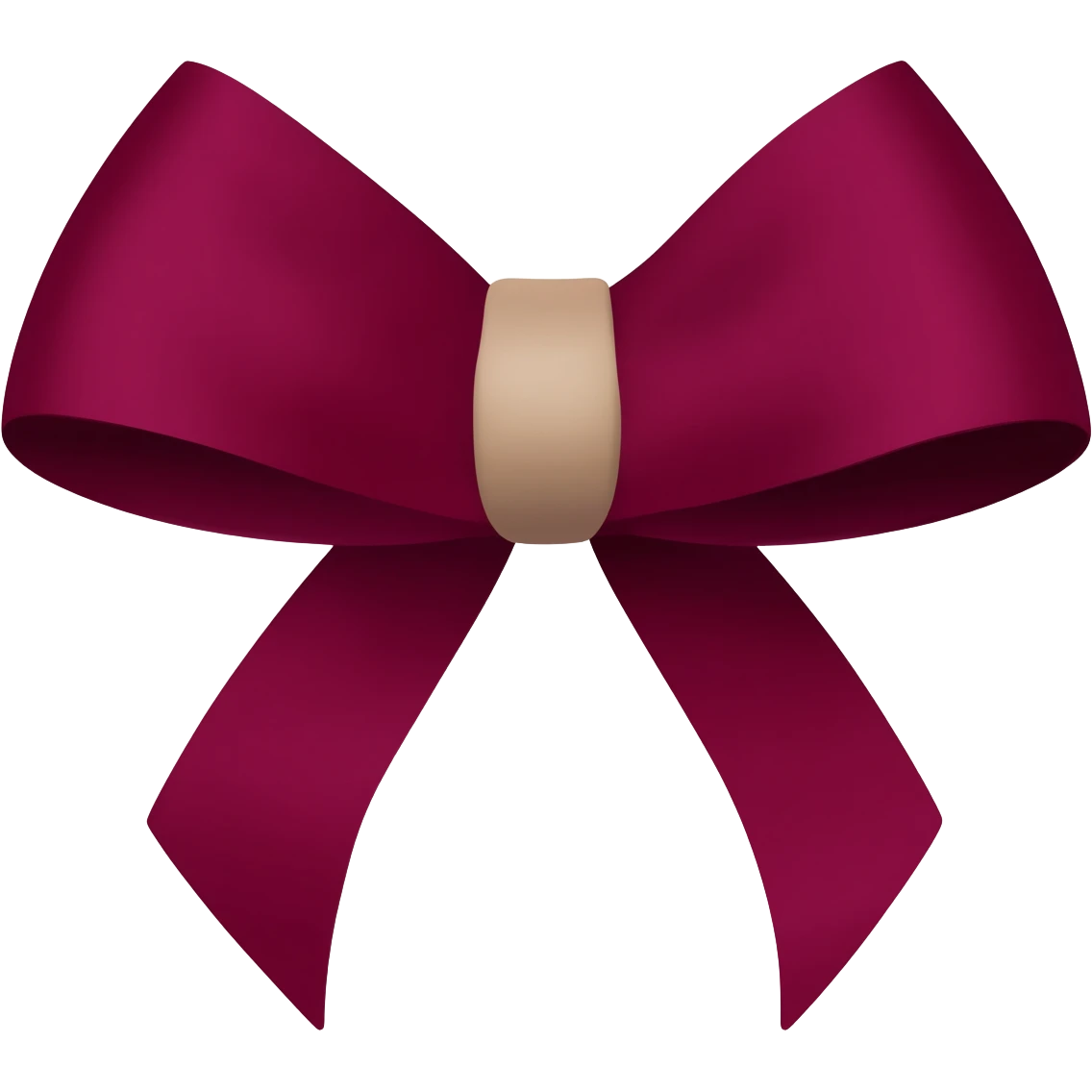 A burgundy bow with a thin beige color bow inside it emoji