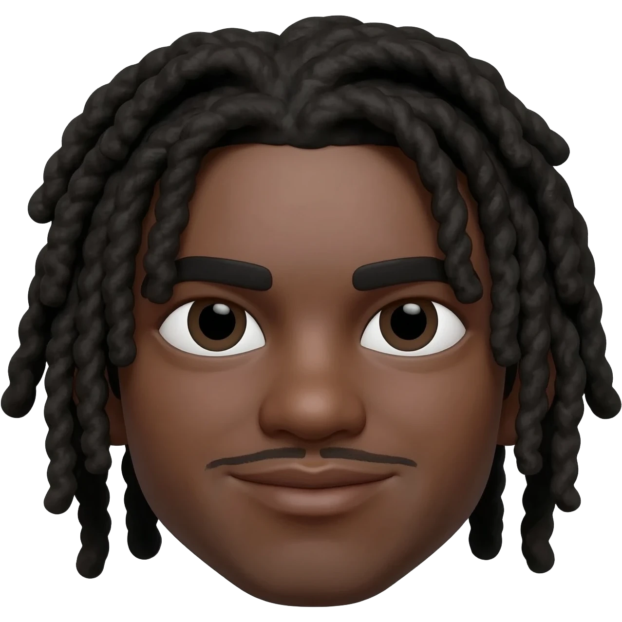 memoji negro de locs e olhos baixos emoji