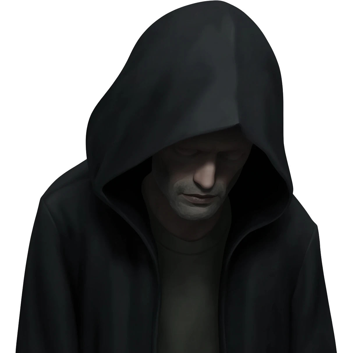 homeless skinny mancloaked shadow figure emoji