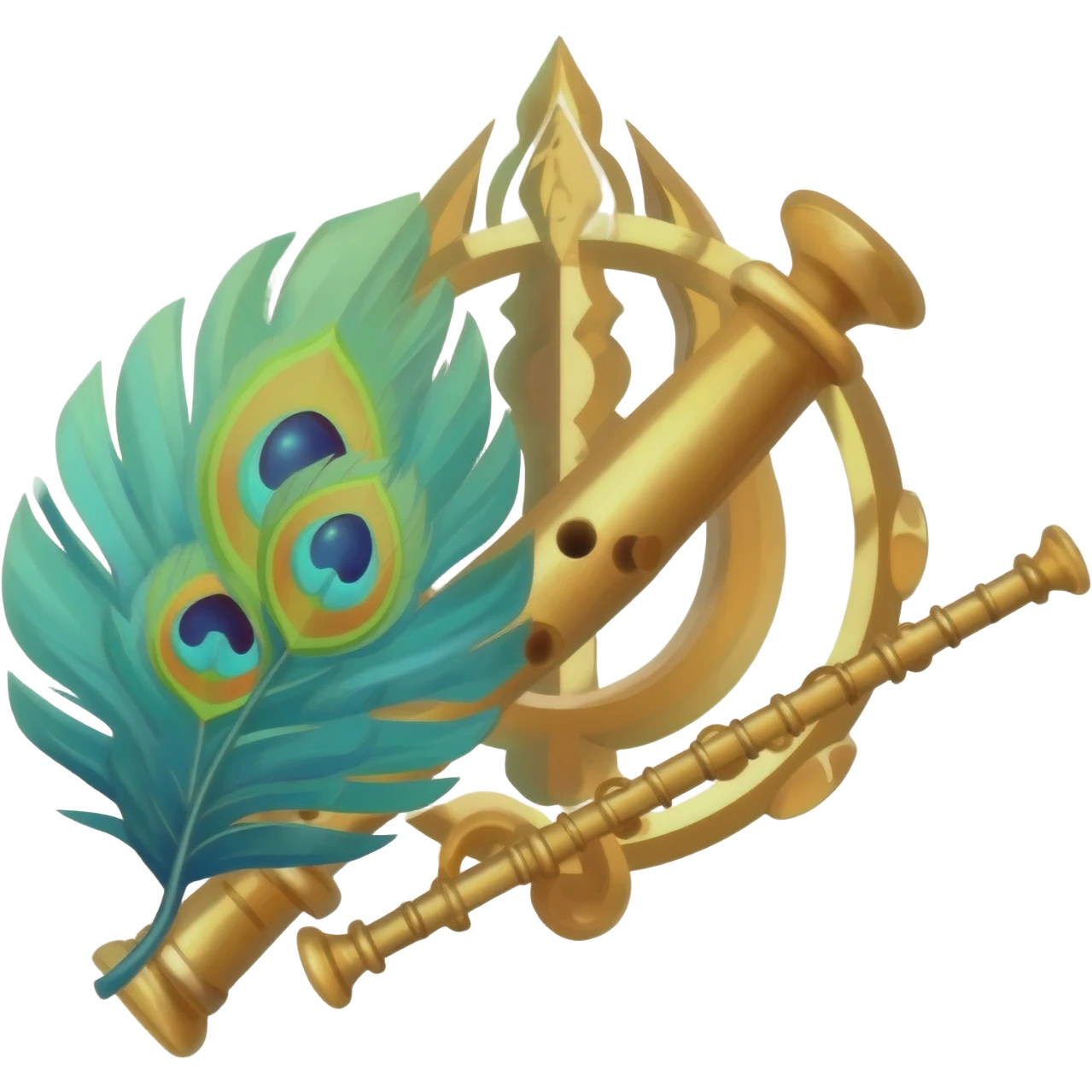 Lord Krishna's mayur pankh, sudarshan chakra and flute in one emoji emoji