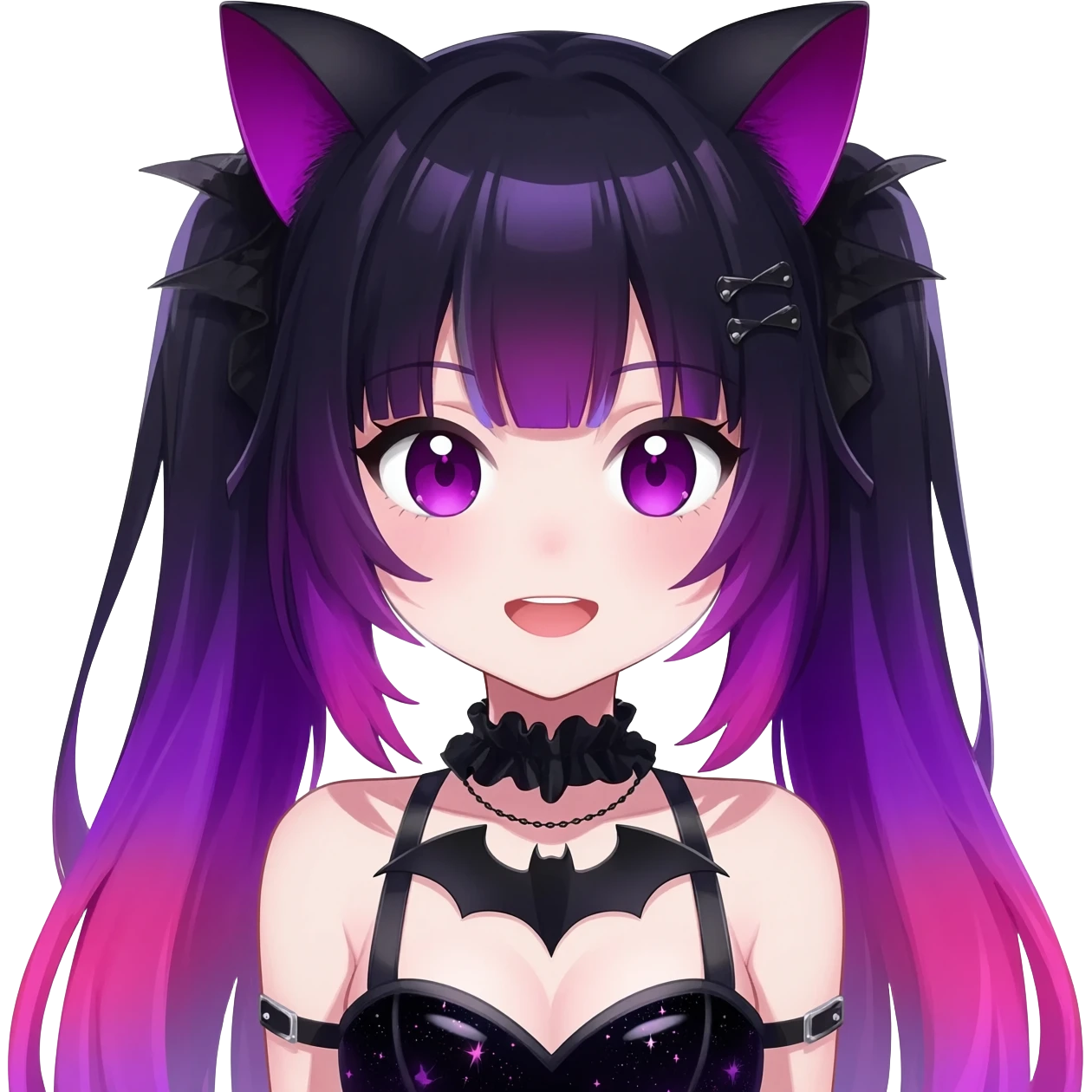 Gorgeous Cute Gothic Edgy Nebula Gradient Beautiful Anime Emo BatLady emoji