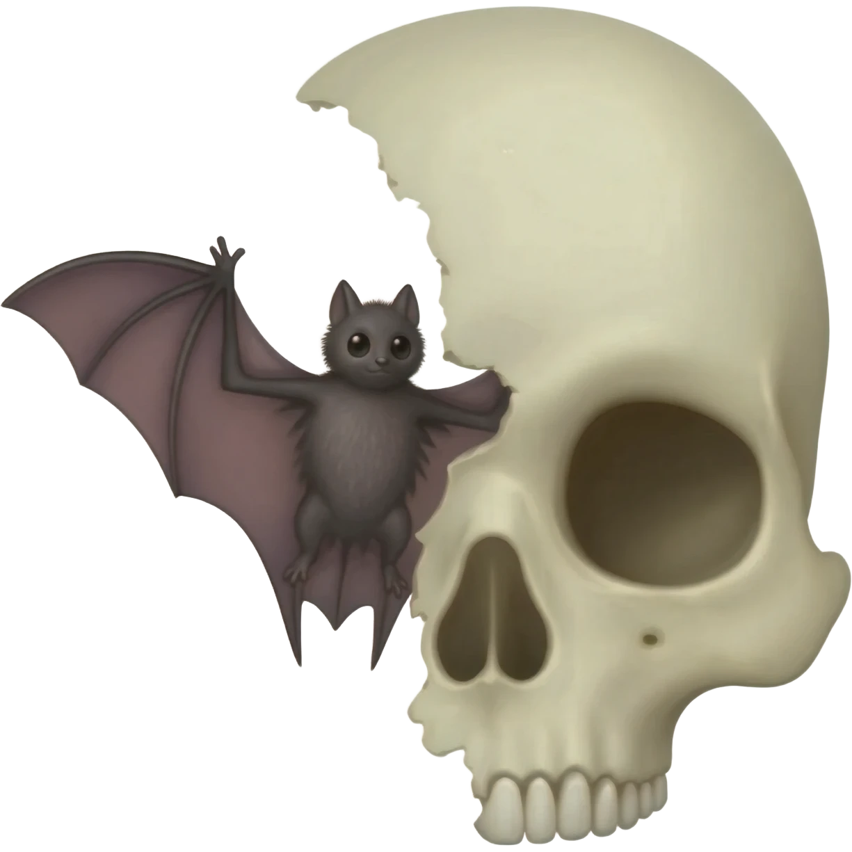 Bat and human skull together in one frame emoji