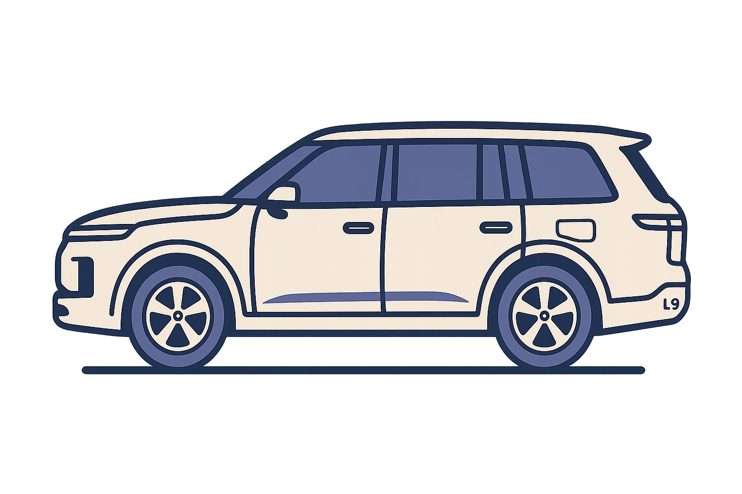 LiXiang L9 car, minimal flat style emoji