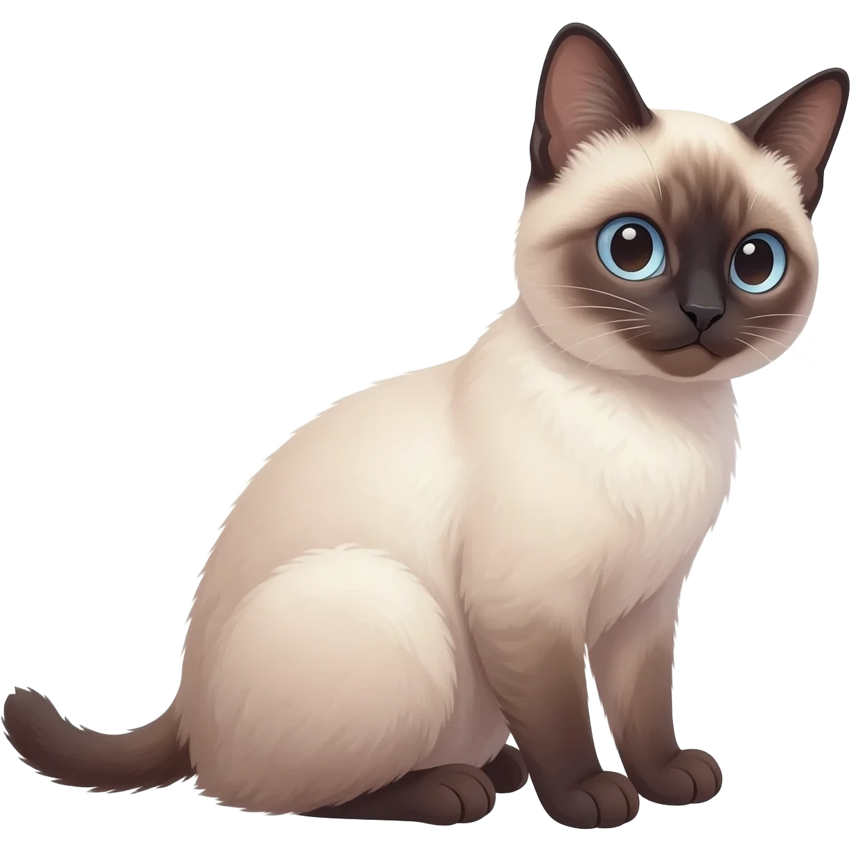 Siamese cat sits and looks to the right emoji