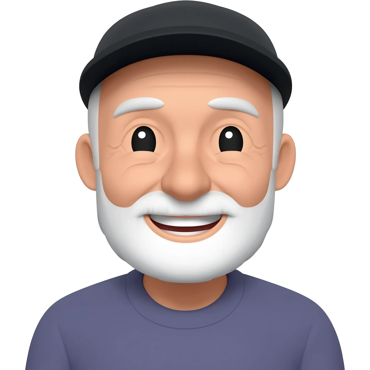 Old man with white beard and gray hair and black hair smiling emoji