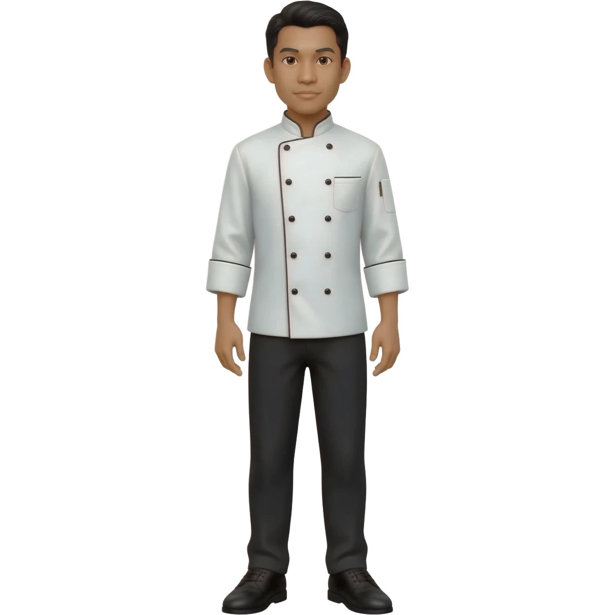 Filipino man chef uniform and black pants shoes emoji