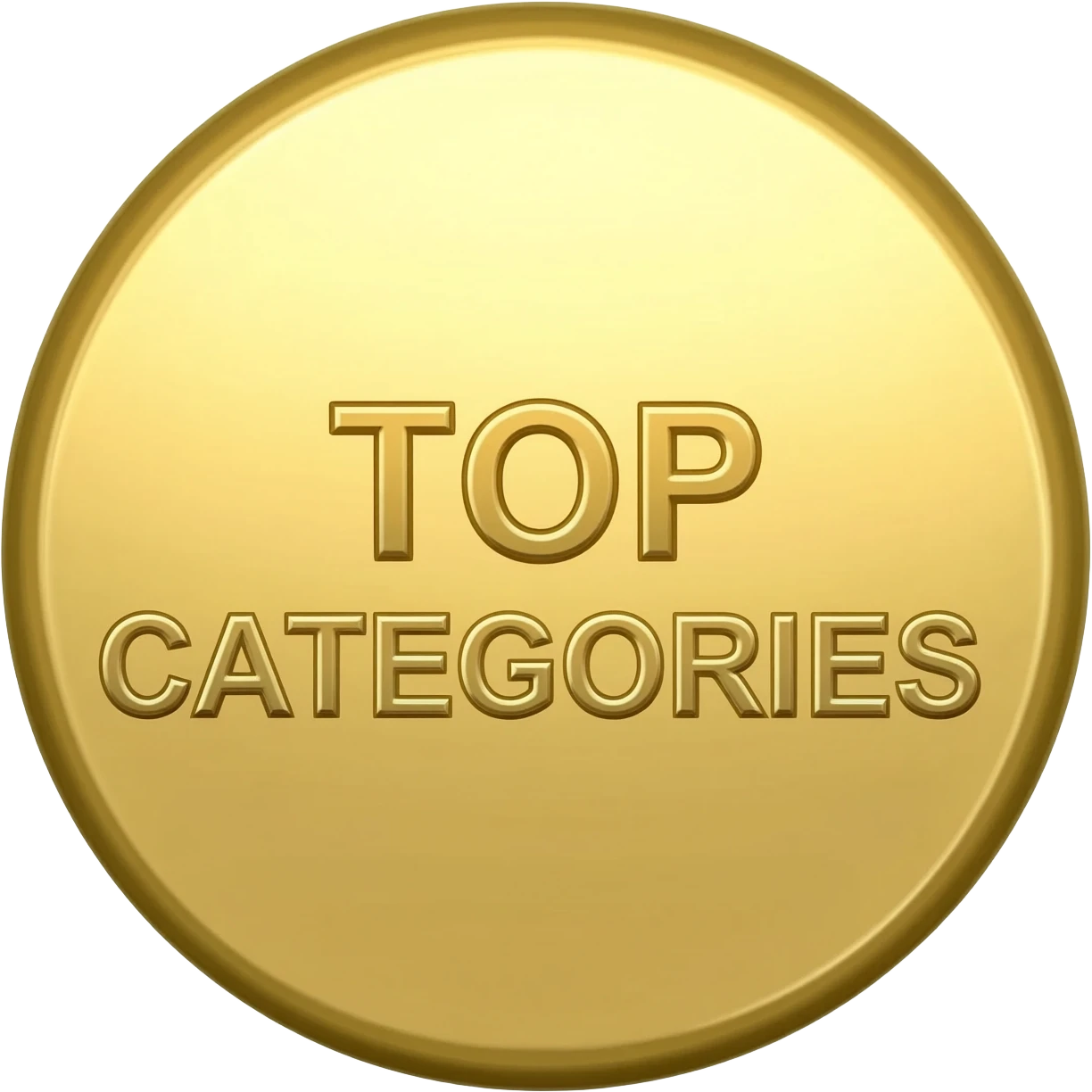Round gold, writen "TOP CATEGORIES" emoji