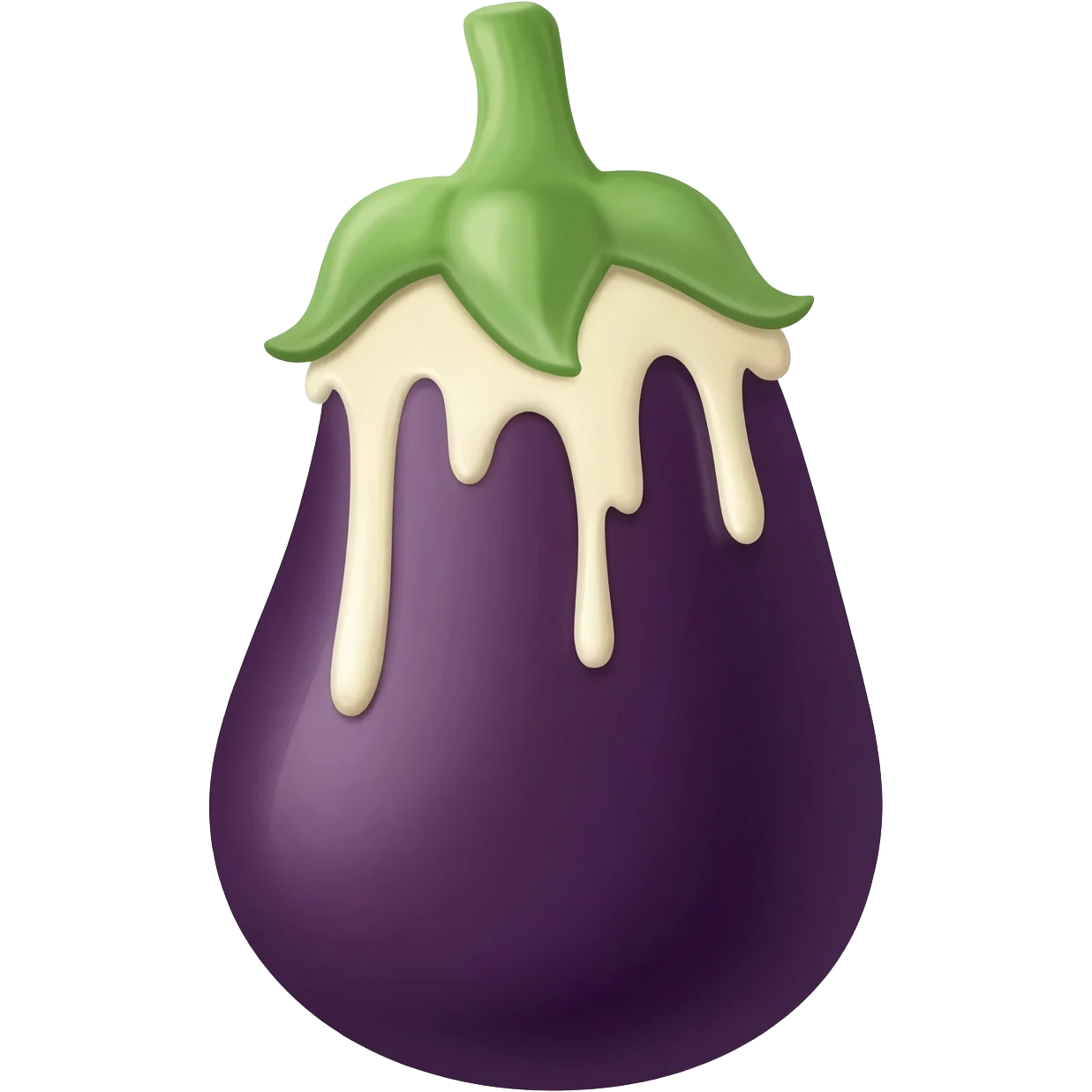 Eggplant dripping white stuff from the purple tip emoji