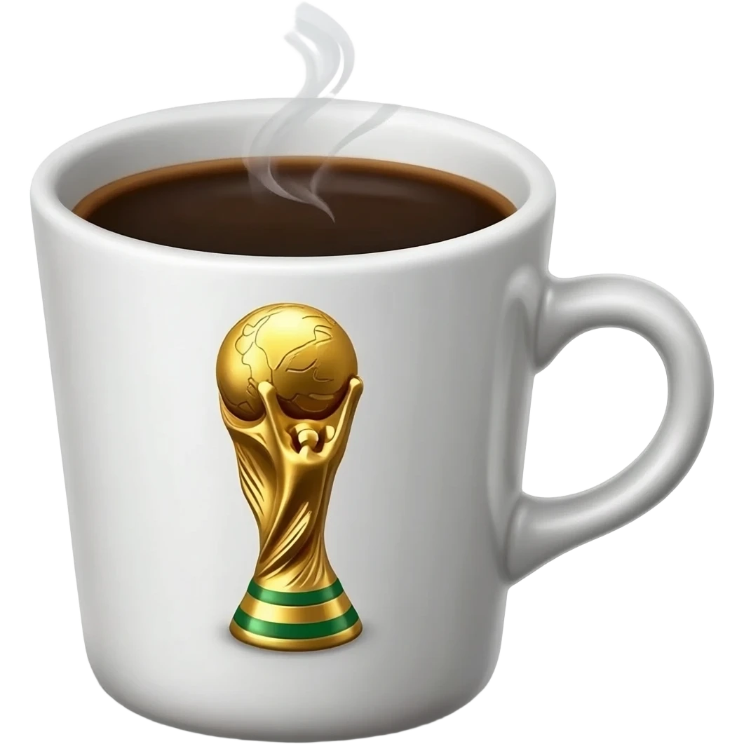 a cup of coffee with FIFA world Cup trophy inside emoji