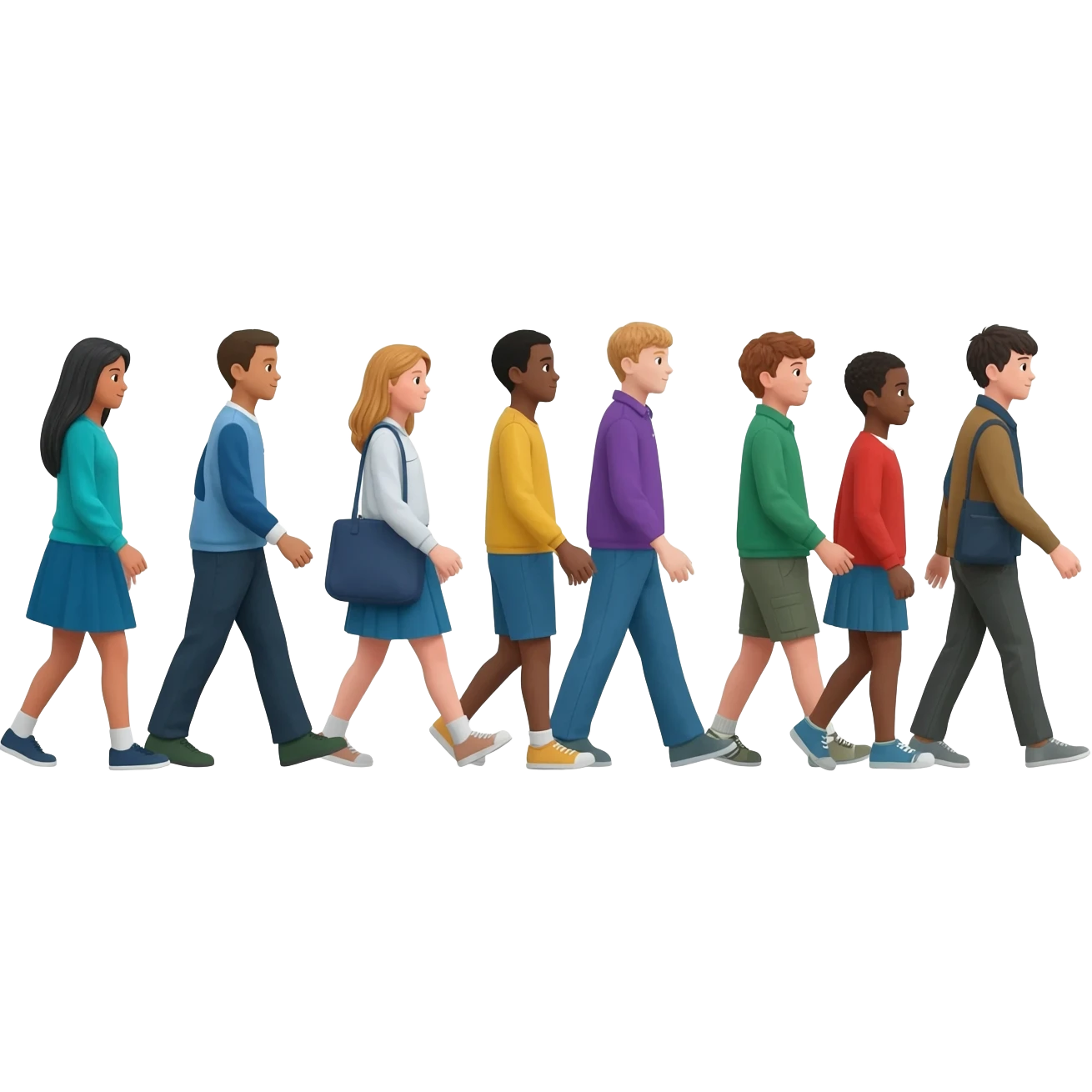 students walking in line emoji