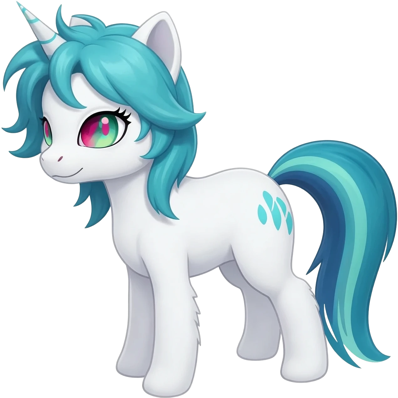 White badass elegant wild beautiful natural cute badass epic anthro modern albino sergal-vernid-creature with cyan mane and magenta eyes with cyan edgy stripes, full body, blue pretty hair, outside, modern, aesthetic, art by LiLaiRa, art by art by Falvie emoji