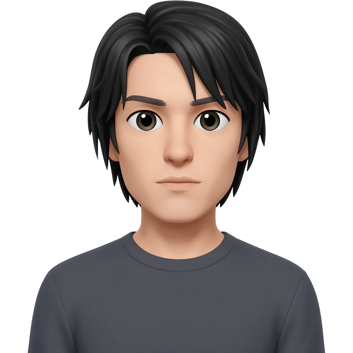 white, male, tall, skinny, slightly long black hair emoji