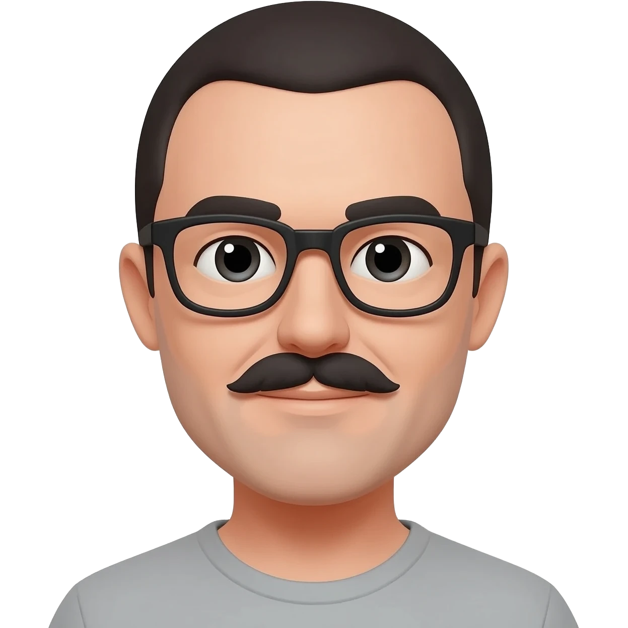 white man with dark short hair and  mustache and black glasses emoji
