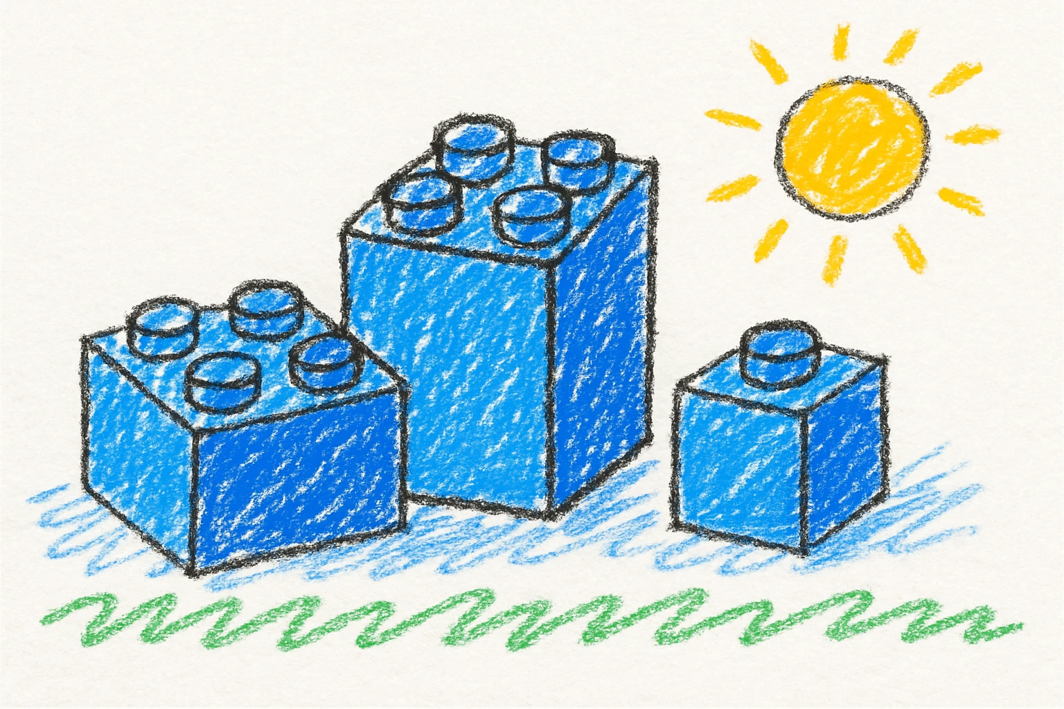 blue children's toy blocks, no letters, simple, playful, clean design emoji