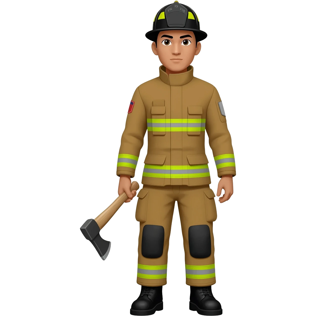 Filipino man firefighter brown uniform and boots emoji