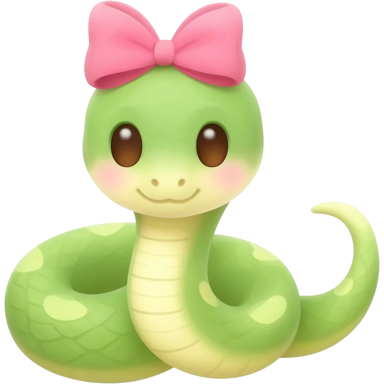 A cute snake 🐍 with a pink bow on its head emoji