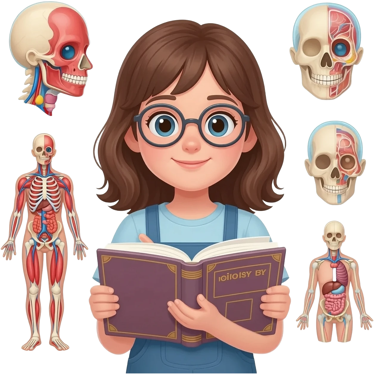 Chica que estudia anatomía emoji