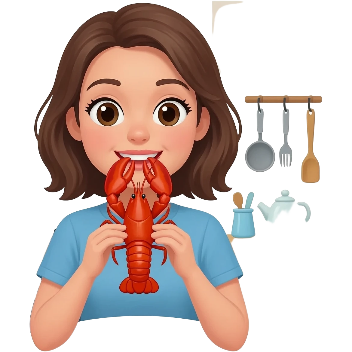 woman eating lobster emoji