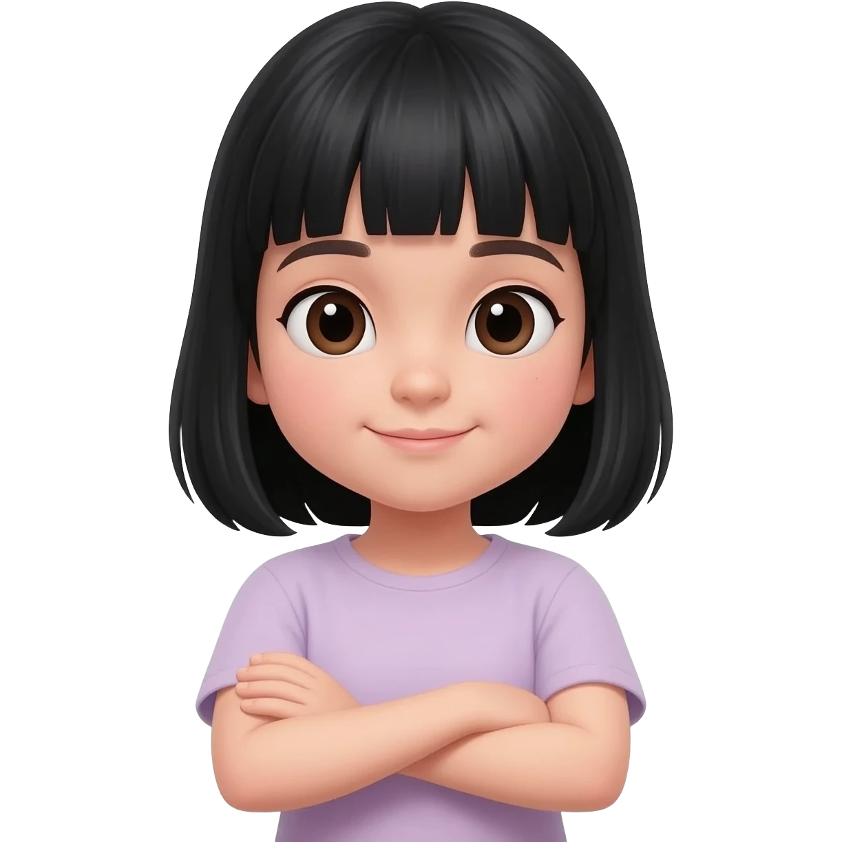 girl with black hair and bangs crossing arms emoji