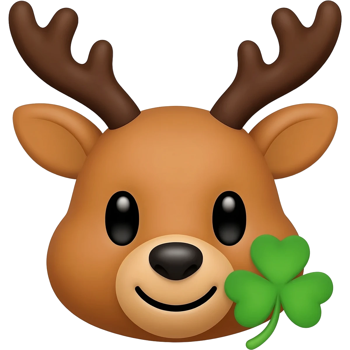 Elchgesicht glücklich mit einem kleeblatt an der Seite emoji