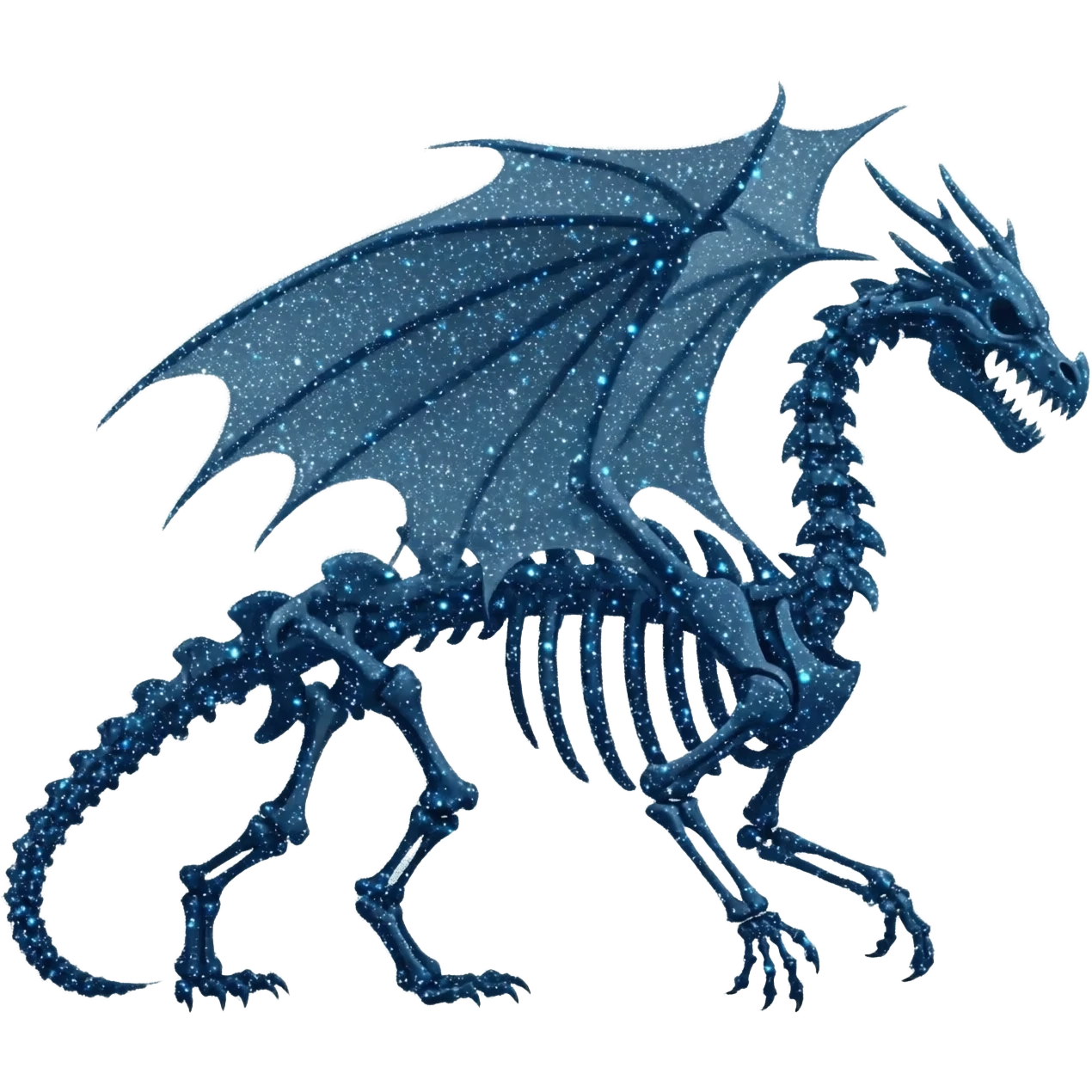 enormous dragon skeleton forming from stardust emoji