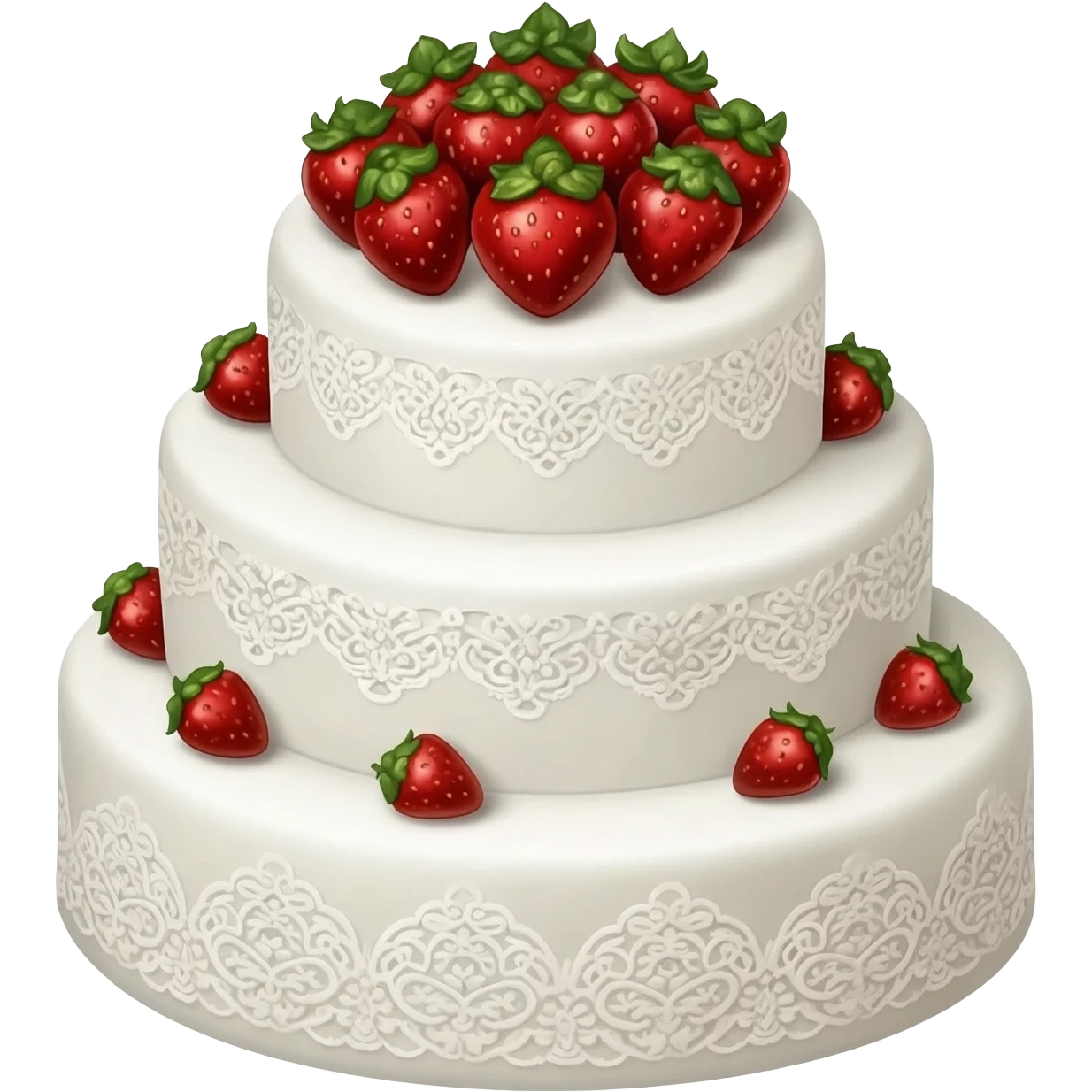White wedding cake elegant decorated with chocolate covered strawberries emoji
