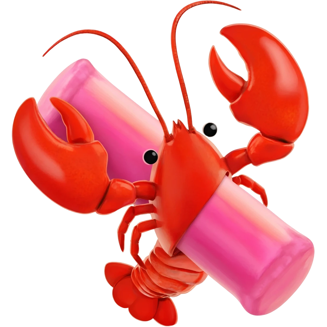 lobster claw with pink chewing gum in between emoji
