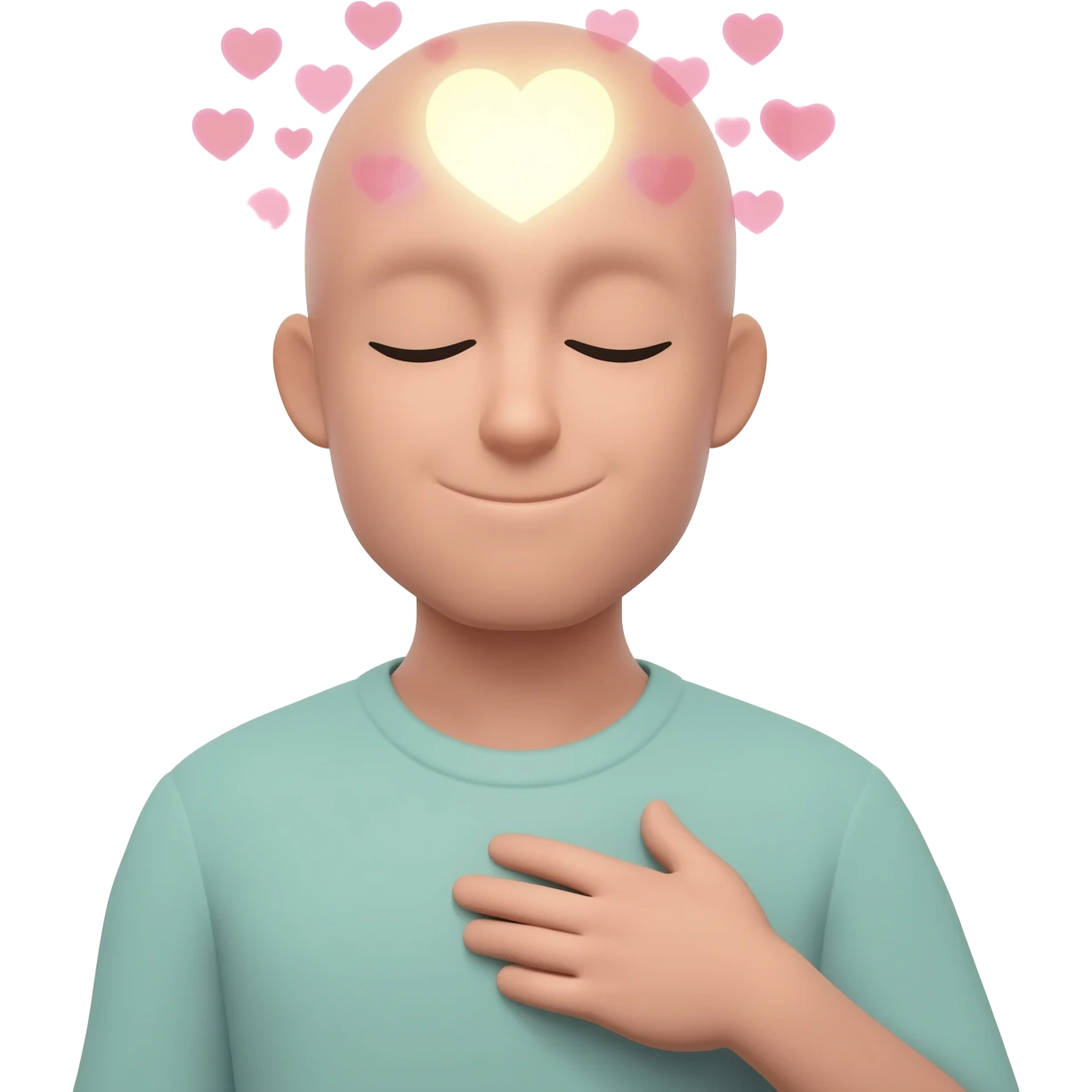 person with their eyes closed and a small smile, holding their hand on their chest. Inside their mind, a vivid, glowing image of a heart…”*�.
emojis.com emoji