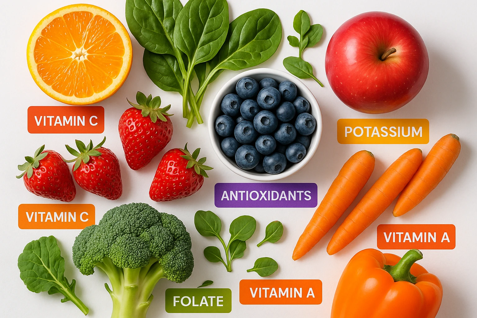focus su frutta e verdura a tutto schermo e i micronutrienti contenuti in essa emoji