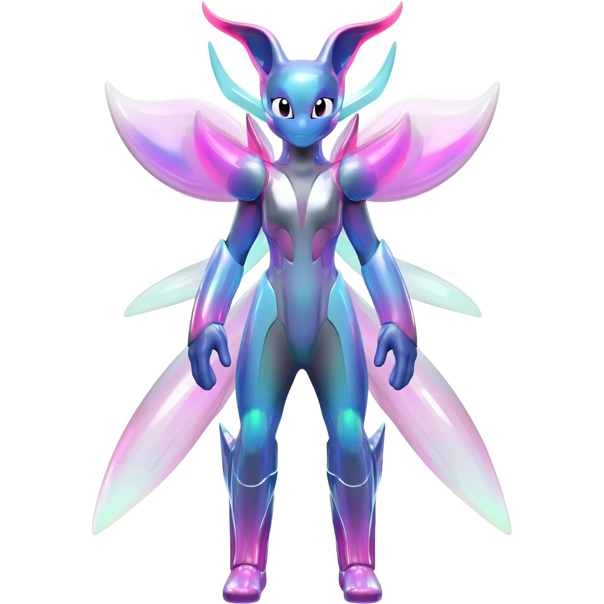 Futuristic Colorful Shiny Ethereal Modern Fakémon-creature-hybrid Full Body emoji