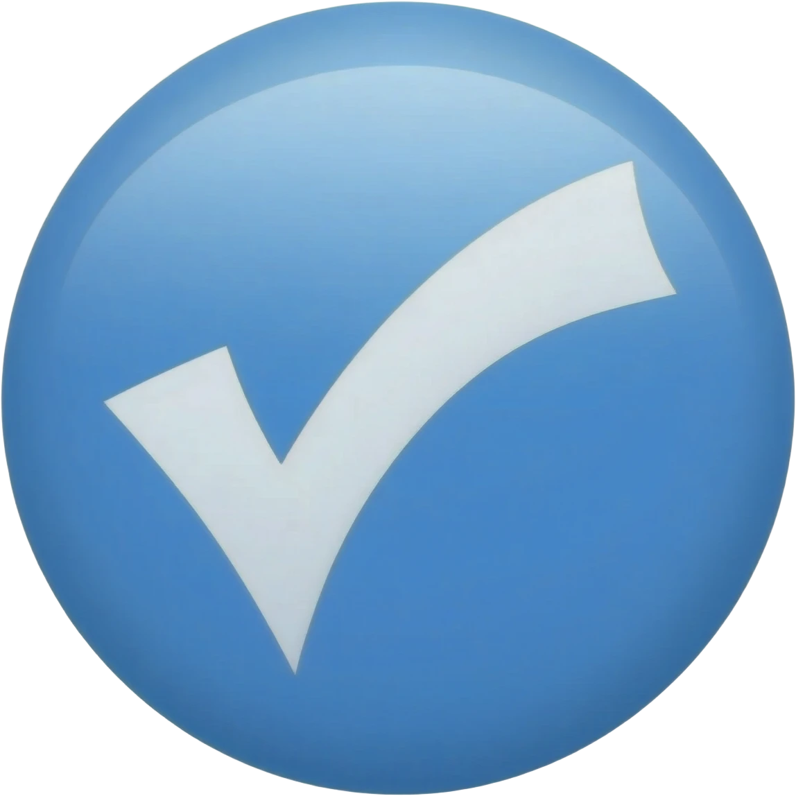 Mavi tik(tık beyaz renk. Yuvarlak taban olan mavi) emoji emoji