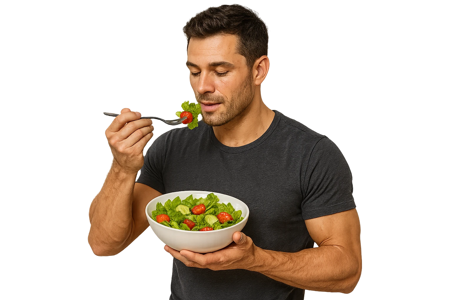 UOMO FITNESS CHE MANGIA INSALATA emoji