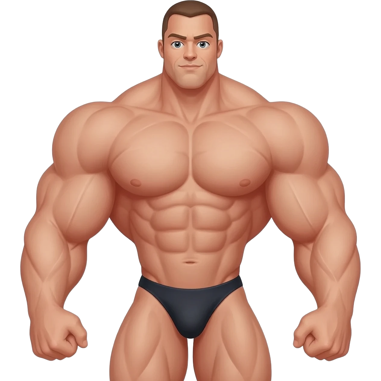 Huge muscular bodybuilder in briefs full body with huge bulge emoji