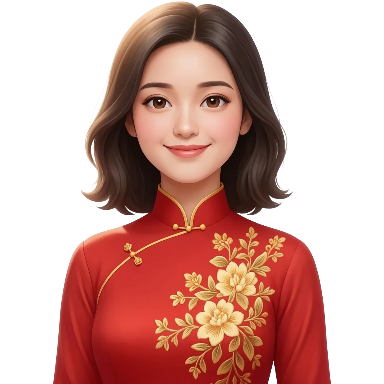 cô gái mặc áo dài đỏ emoji