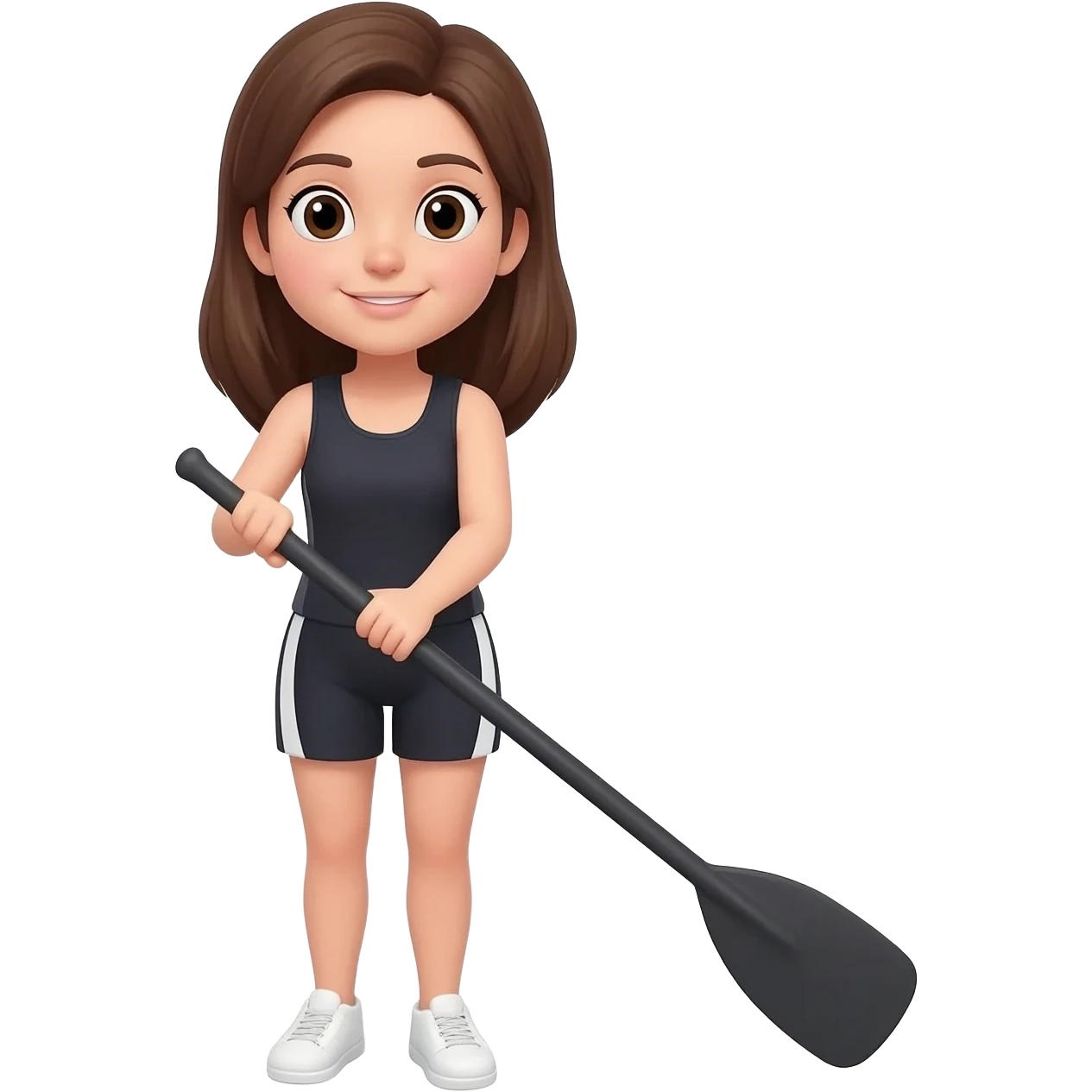 Brown hair women rowing emoji